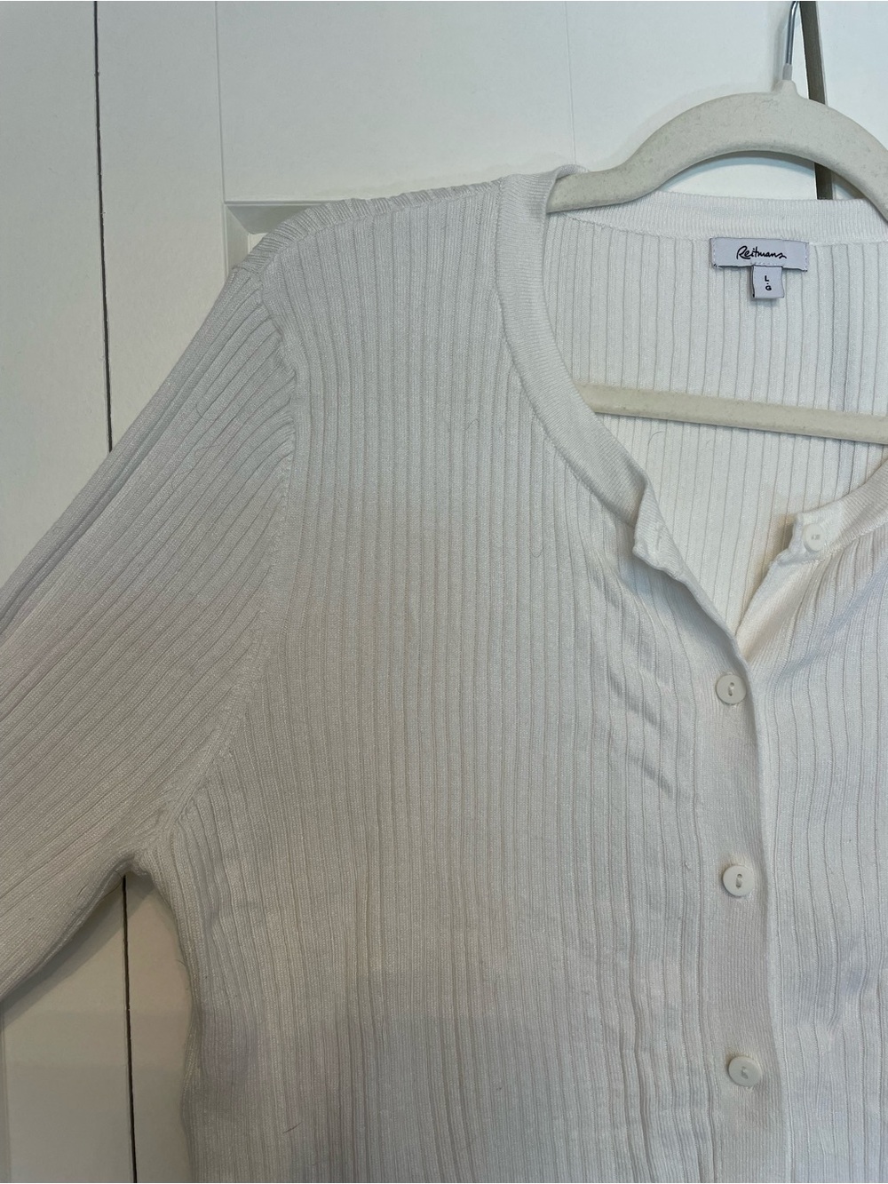 Reitmans White Ribbed Button-Front Cardigan - Picture 2 of 6